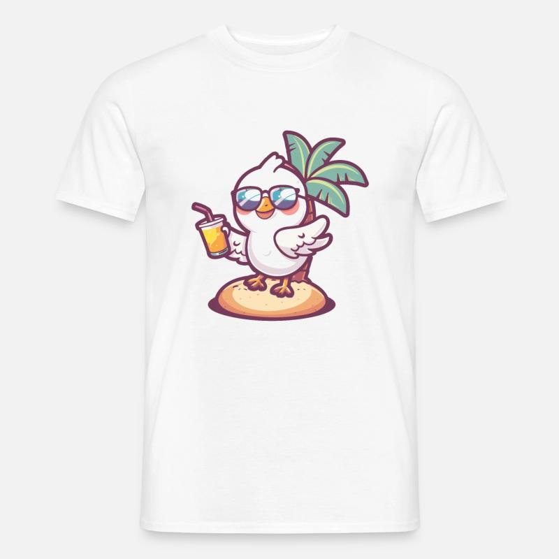 Taube Vogel Sommer Strand Comic - Männer T-Shirt - Weiß