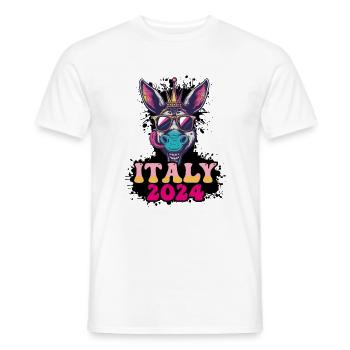 Italie 2024 Âne de fête - T-shirt homme - blanc - Devant - AI Model Male 178 dark (178cm)