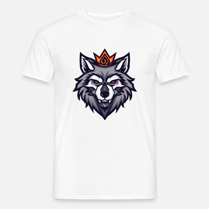 Wolf Kopf Krone - Männer T-Shirt - Weiß