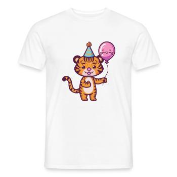 Tiger Birthday Comic - Men's T-Shirt - white - Front - AI Model Male 178 dark (178cm)