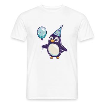 Penguin Birthday Comic - Men's T-Shirt - white - Front - AI Model Male 178 dark (178cm)