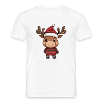 Bande dessinée de Noël de l’orignal - T-shirt homme - blanc - Devant - AI Model Male 178 dark (178cm)