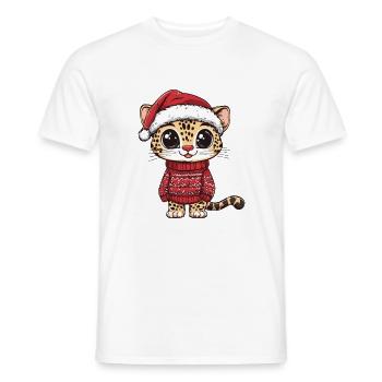 Leopard Weihnachten Comic - Männer T-Shirt - Weiß - Vorne - AI Model Male 178 dark (178cm)