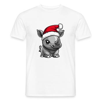 Rhinocéros Noël mignon - T-shirt homme - blanc - Devant - AI Model Male 178 dark (178cm)