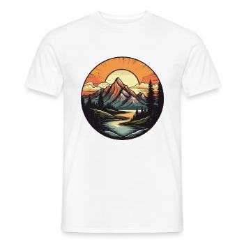 Mountains Landscape Circle - Men's T-Shirt - white - Front - AI Model Male 178 dark (178cm)
