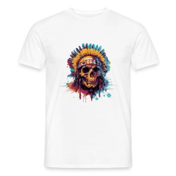 Indian Chief Skull - Men's T-Shirt - white - Front - AI Model Male 178 dark (178cm)