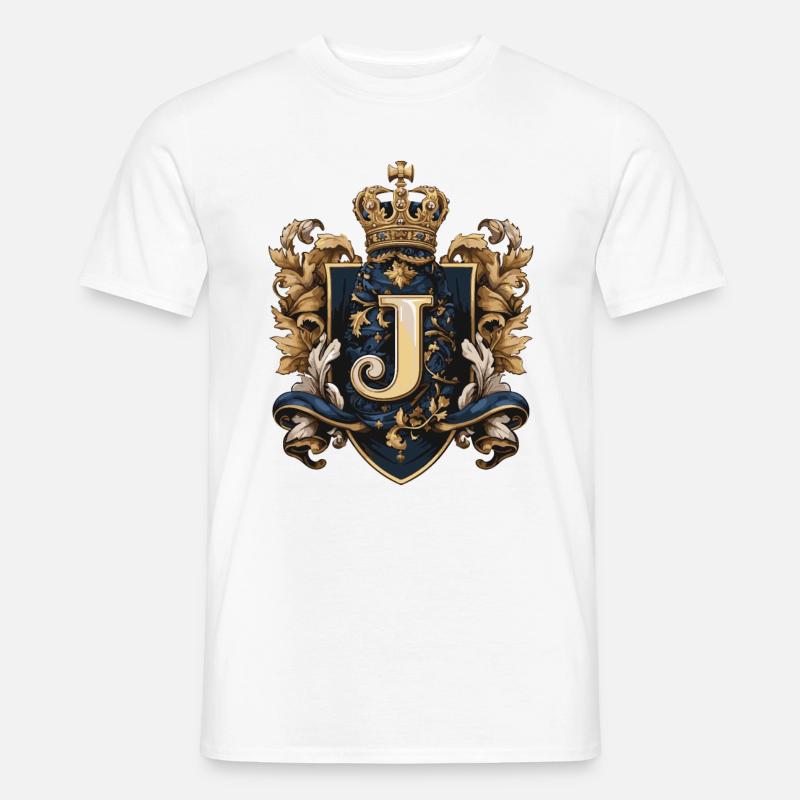 J Buchstabe Logo Krone - Männer T-Shirt - Weiß