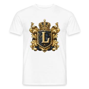 L Letter Logo Crown - Men's T-Shirt - white - Front - AI Model Male 178 dark (178cm)