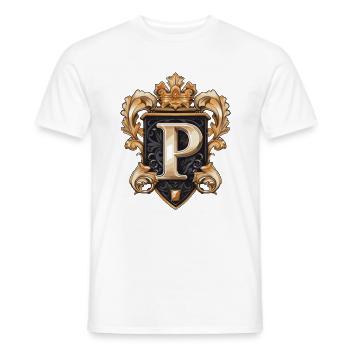 P Letter Logo Crown - Men's T-Shirt - white - Front - AI Model Male 178 dark (178cm)