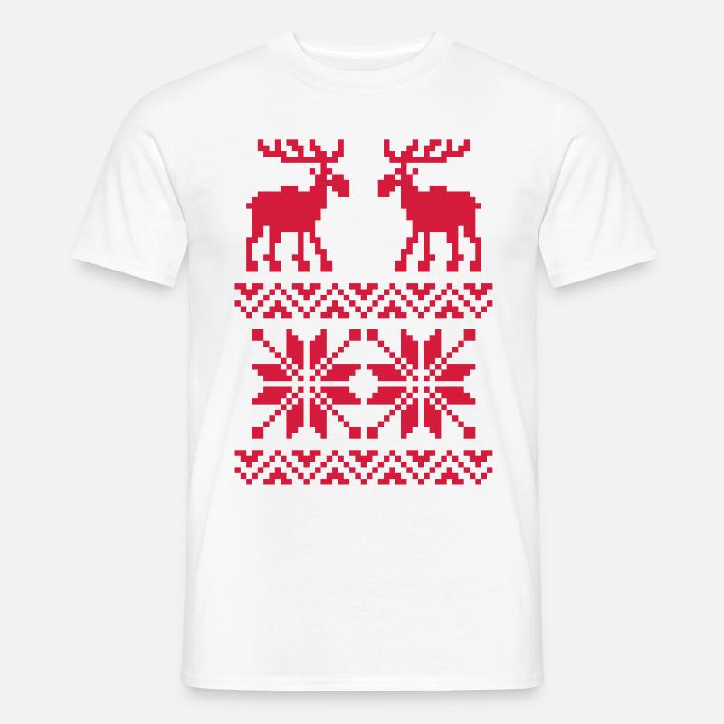 Moose Pattern Christmas Sweater - Men’s T-shirt - white