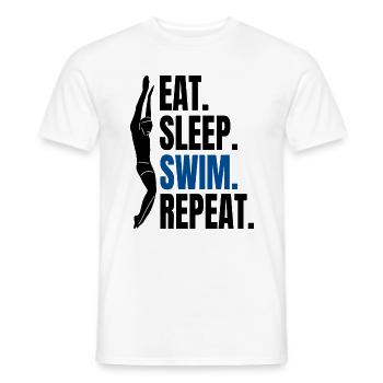Eat Sleep Swim Repeat - Swimming Swimmers - Men's T-Shirt - white - Front - AI Model Male 178 dark (178cm)