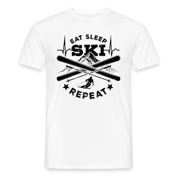 Eat Sleep Ski Repeat - Ski - Ski - Men's T-Shirt - white - Front - AI Model Male 178 dark (178cm)