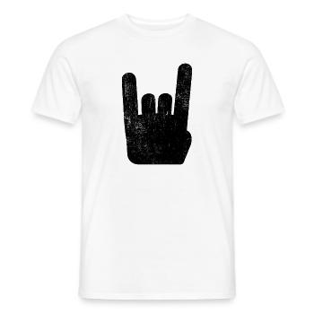 Pommesgabel Metal Hand Rock Metal Music - Men's T-Shirt - white - Front - AI Model Male 178 dark (178cm)