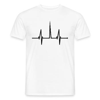 Dubai skyline heartbeat Burj Khalifa heart UAE - Men's T-Shirt - white - Front - AI Model Male 178 dark (178cm)