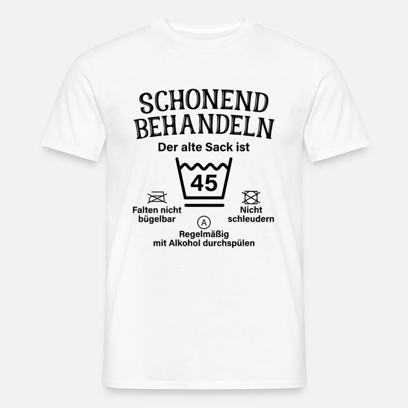Schonend Behandeln Geschenk 45. Geburtstag Sack - Männer T-Shirt - Weiß