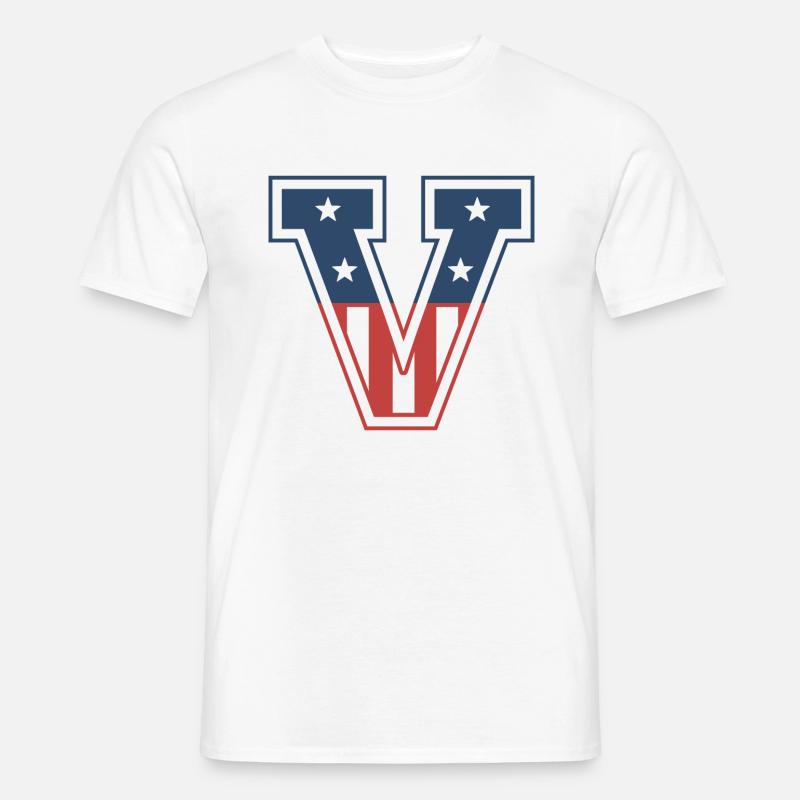 Buchstabe V USA - Männer T-Shirt - Weiß