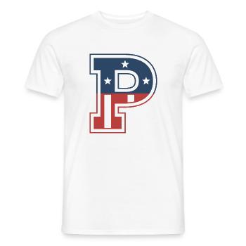 Lettre P États-Unis - T-shirt homme - blanc - Devant - AI Model Male 178 dark (178cm)