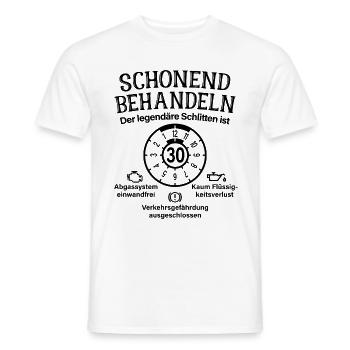 Schonend Behandeln Der Legendäre Schlitten Ist 30 - Männer T-Shirt - Weiß - Vorne - AI Model Male 178 dark (178cm)