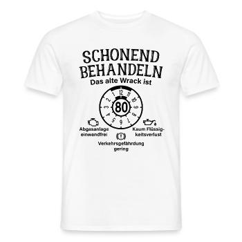 Schonend Behandeln 80. Geburtstag Altes Wrack 80 - Männer T-Shirt - Weiß - Vorne - AI Model Male 178 dark (178cm)