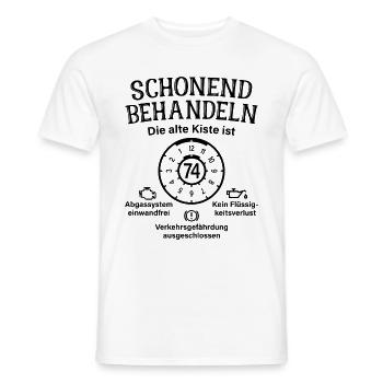 74. Geburtstag Schonend Behandeln Alte Kiste 74 - Männer T-Shirt - Weiß - Vorne - AI Model Male 178 dark (178cm)