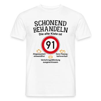 91. Geburtstag Schonend Behandeln 91 Alte Kiste 91 - Männer T-Shirt - Weiß - Vorne - AI Model Male 178 dark (178cm)