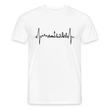 Madrid Skyline Heartbeat Espagne Silhouette Pulse - T-shirt homme - blanc - Devant - AI Model Male 178 dark (178cm)