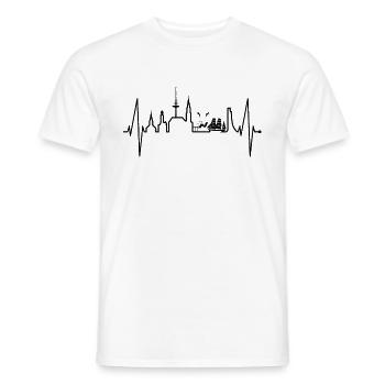 Kiel Skyline Herzschlag Fan Herz Liebe Love Kieler - Männer T-Shirt - Weiß - Vorne - AI Model Male 178 dark (178cm)