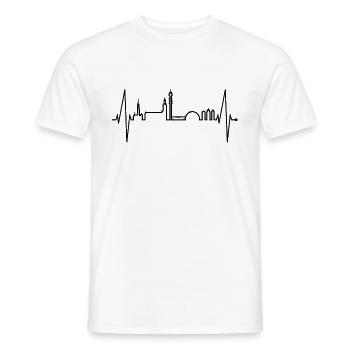 Stockholm Skyline Herzschlag Herz I Love Schweden - Männer T-Shirt - Weiß - Vorne - AI Model Male 178 dark (178cm)