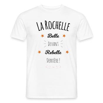 La Rochelle, Belle et Rebelle ! - T-shirt homme - blanc - Devant - AI Model Male 178 dark (178cm)