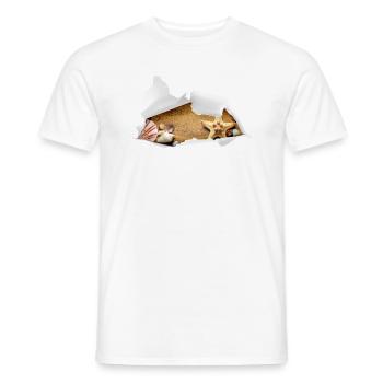 Coquillage Effet Tshirt Déchiré -vacances - été - T-shirt homme - blanc - Devant - AI Model Male 178 dark (178cm)
