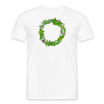 Wreath with various herbs and plants - Men's T-Shirt - white - Front - AI Model Male 178 dark (178cm)