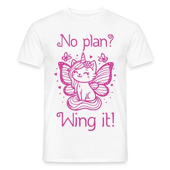 Pas de plan aile Chat licorne ailé - T-shirt homme - blanc - Devant - AI Model Male 178 dark (178cm)