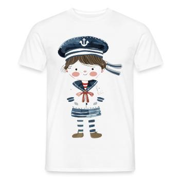 Seglerin Comic Look - Männer T-Shirt - Weiß - Vorne - AI Model Male 178 dark (178cm)