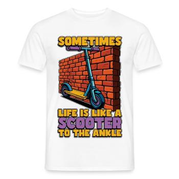 Scooter Sometimes Life Is Like Electric Scooter - Men's T-Shirt - white - Front - AI Model Male 178 dark (178cm)