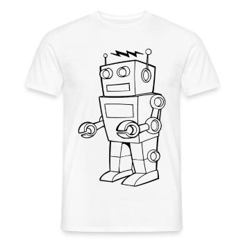 Robot Vintage Croquis Design - T-shirt homme - blanc - Devant - AI Model Male 178 dark (178cm)