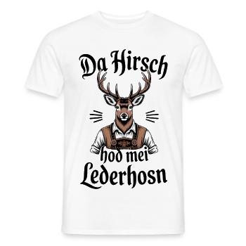 Lederhose Ersatz Bayern Volksfest Tracht Hirsch - Männer T-Shirt - Weiß - Vorne - AI Model Male 178 dark (178cm)