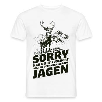 Hab nicht zugehört war in Gedanken beim Jagen - Männer T-Shirt - Weiß - Vorne - AI Model Male 178 dark (178cm)