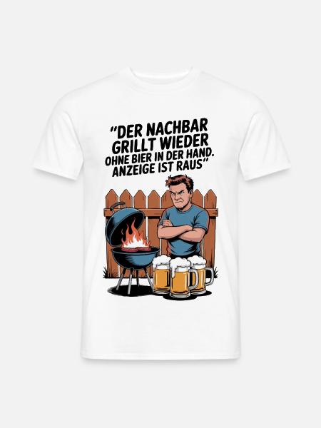 Grillwitz Biermotiv Nachbar Illustration - Männer T-Shirt - Weiß