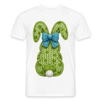 Pâques : Lapin de Pâques par derrière avec un faux nœud - T-shirt homme - blanc - Devant - AI Model Male 178 dark (178cm)