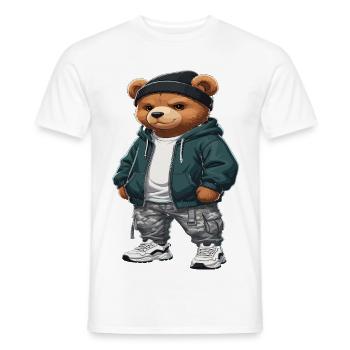 Streetwear Bear Hip Hop Urban Style - Men's T-Shirt - white - Front - AI Model Male 178 dark (178cm)