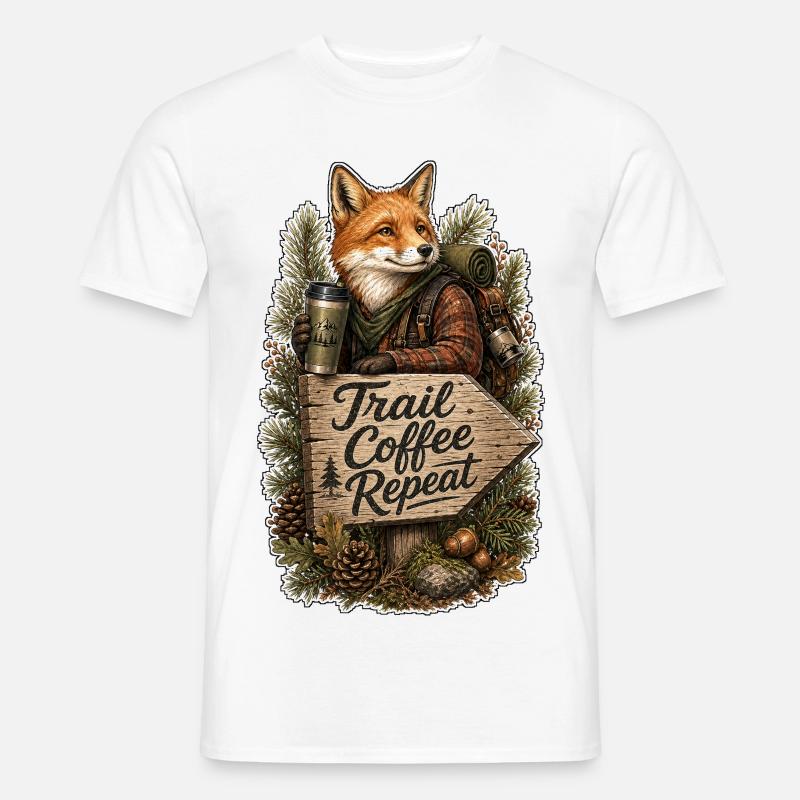 Trail Coffee Repeat Fuchs - Männer T-Shirt - Weiß