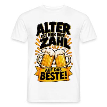 Alter ist nur eine Zahl – Prost - Männer T-Shirt - Weiß - Vorne - AI Model Male 178 dark (178cm)