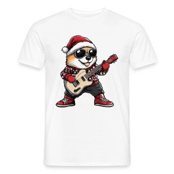 Akita Hund Weihnachten Gitarre - Männer T-Shirt - Weiß - Vorne - AI Model Male 178 dark (178cm)