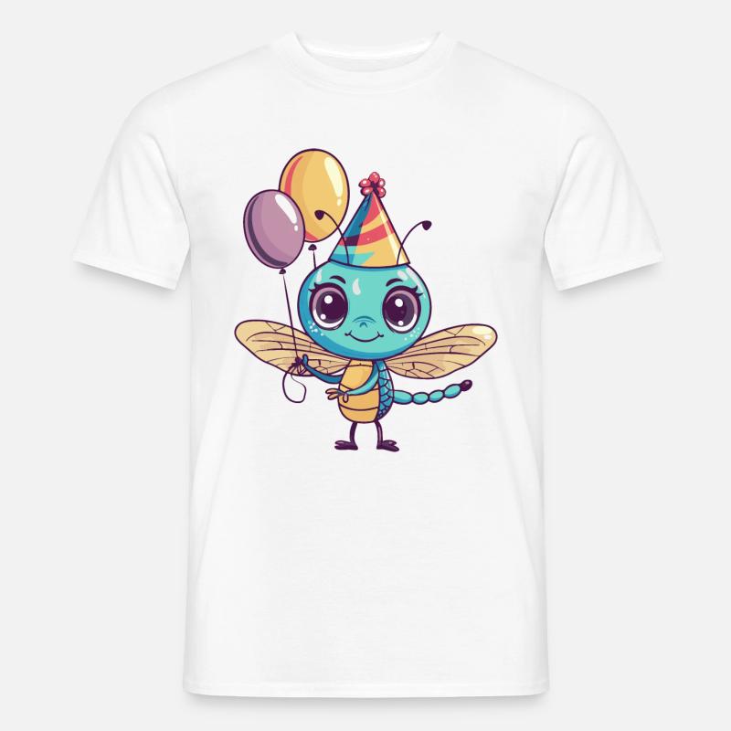 Libellule Anniversaire Bande Dessinée Mignon - T-shirt homme - blanc
