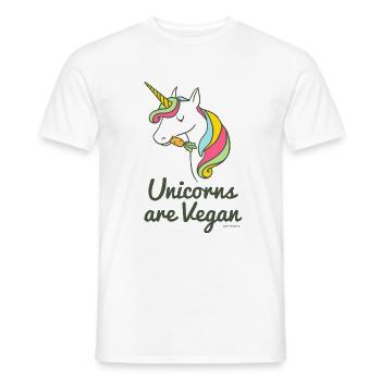 Licorne T-shirt pour les végétaliens - « licornes sont Vegan » - T-shirt homme - blanc - Devant - AI Model Male 178 dark (178cm)