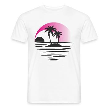 Insel mit Palmen schwarz rosa - Männer T-Shirt - Weiß - Vorne - AI Model Male 178 dark (178cm)