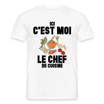 Cuisine Humour Papa Cuisinier - T-shirt homme - blanc - Devant - AI Model Male 178 dark (178cm)