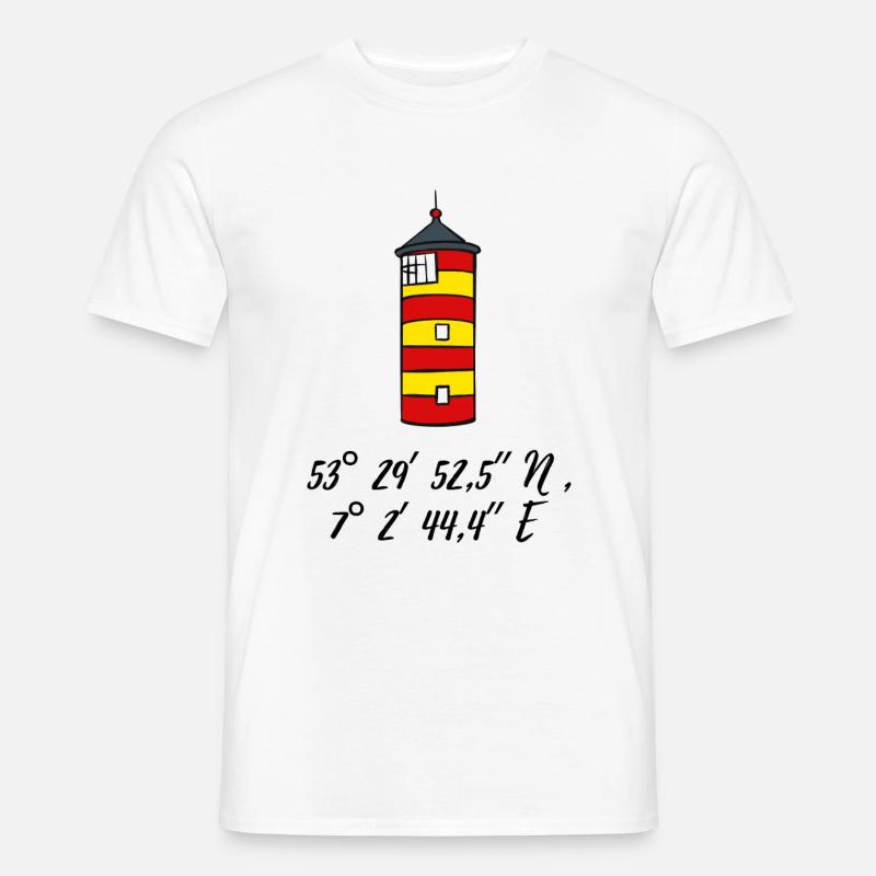 Pilsum Lighthouse Coordinates - Men’s T-shirt - white