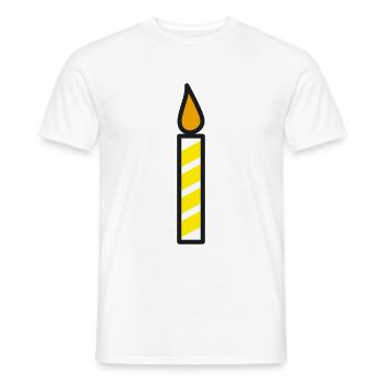 Icône d’anniversaire de bougie - T-shirt homme - blanc - Devant - AI Model Male 178 dark (178cm)