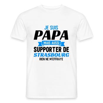 papa supporter Strasbourg - T-shirt homme - blanc - Devant - AI Model Male 178 dark (178cm)
